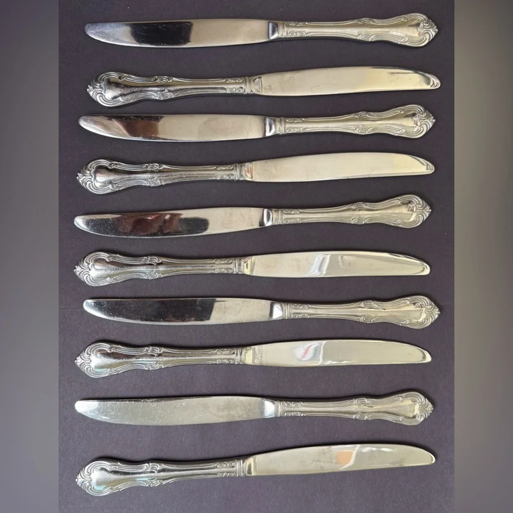 WALLACE SILVER Whitman Stainless Set of 10 Modern Knives Flatware‎ Silverware